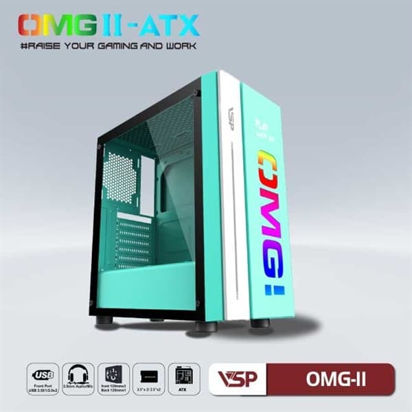Case Gaming VSP OMG-II ATX (Màu xanh)